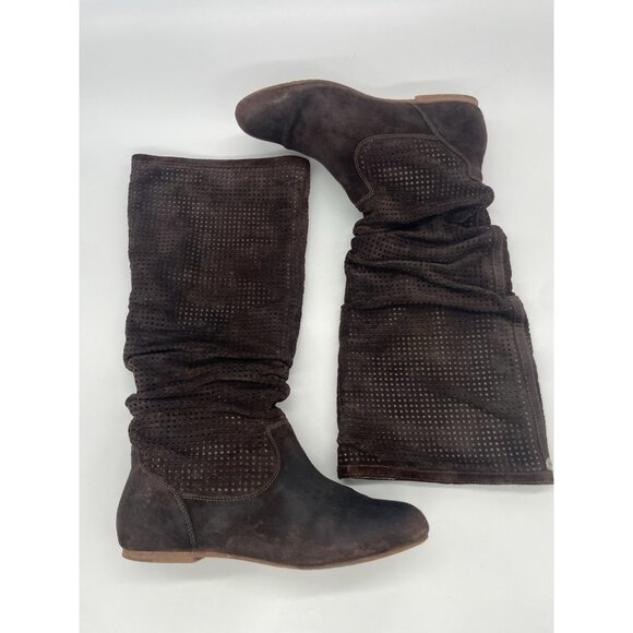 UGG Abilene Suede brown Boots Sz 8 perforated slouchy Boho Festival Casual - Picture 2 of 7